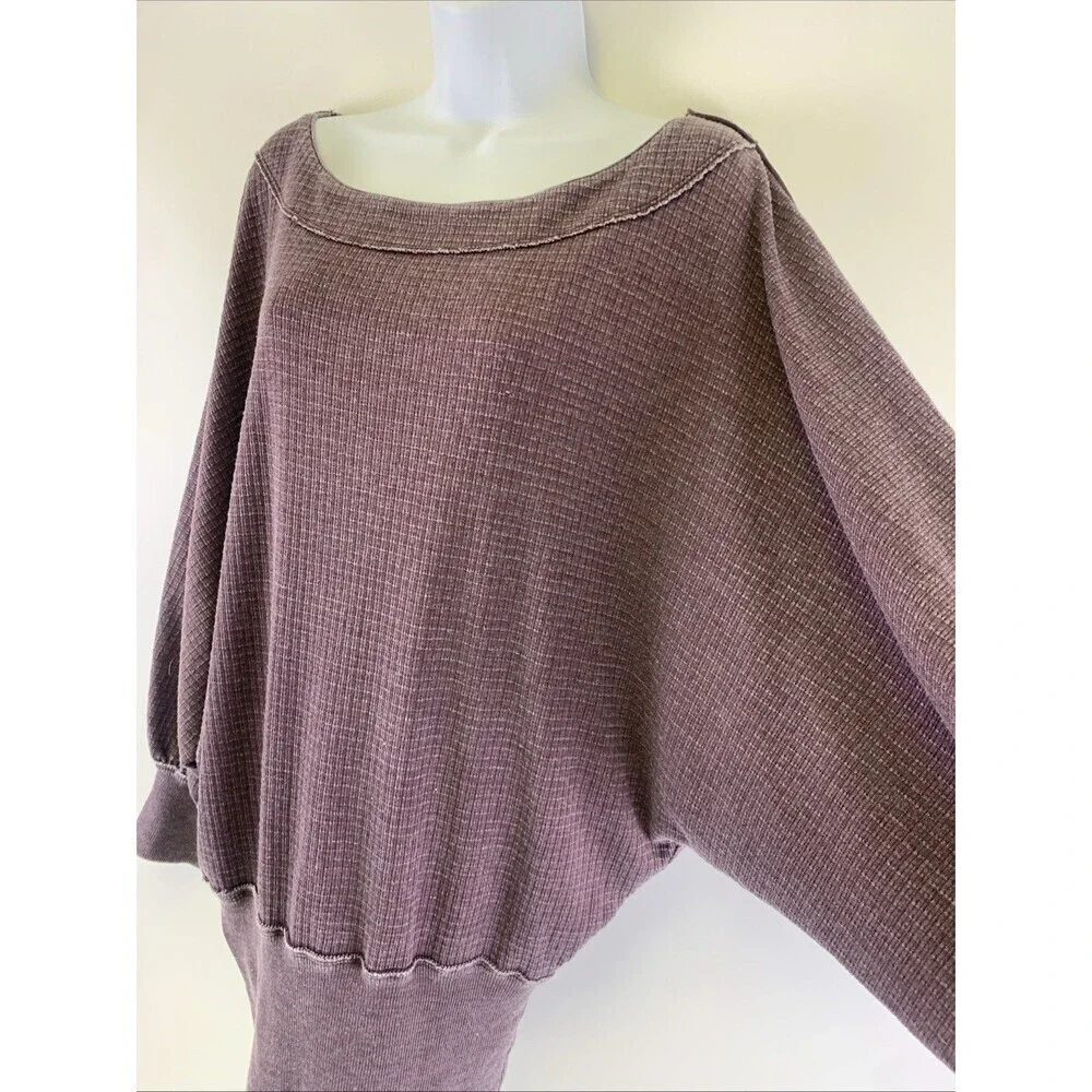 Free People Willow Thermal Top Decadent Purple OB872331 Dolman Sleeves Womens XS